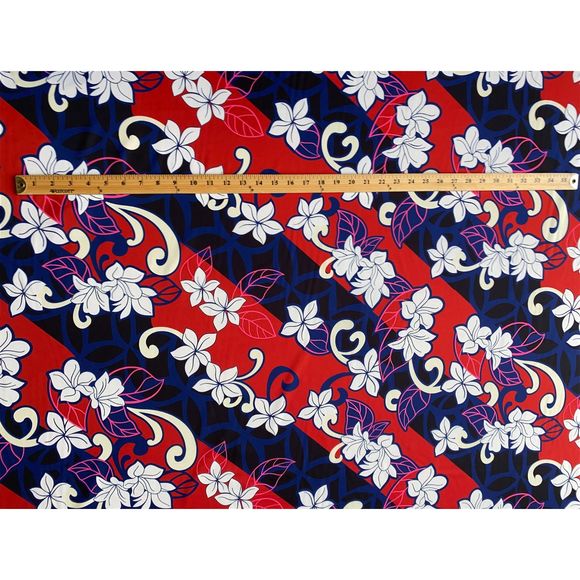 Hawaiian Tropical Hibiscus Polynesian Fabric Peach Skin Fabric by the Yard 58" - Picture 3 of 4